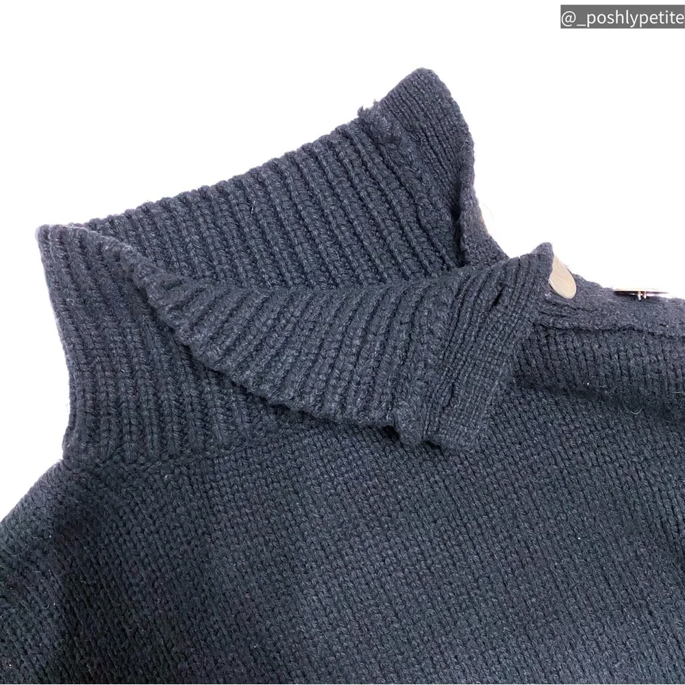 Zara knit small black mock  neck button sweater - Picture 11 of 16
